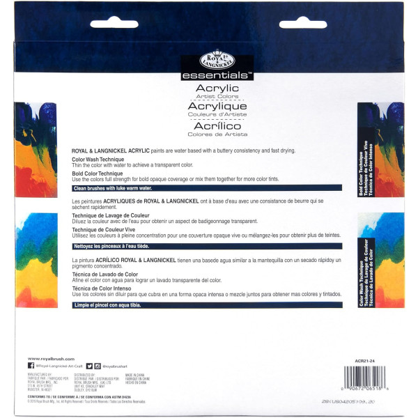 Peinture acrylique - Etude et fine - 24 tubes de 21 ml - Royal Langnickel