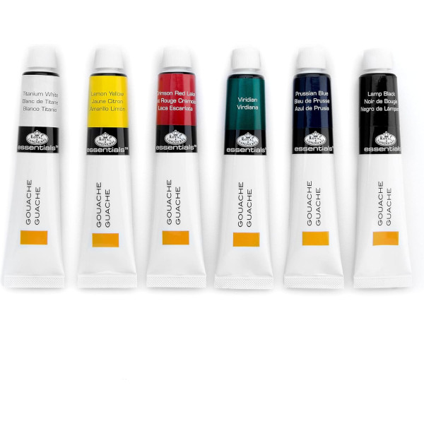 Gouache - 6 tubes de 21ml - Assortiment de couleurs - Royal & Langnickel