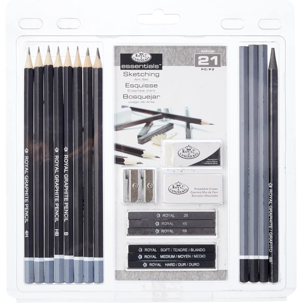 photo-Crayons graphite, fusains et accessoires - 21 pièces - Royal & Langnickel