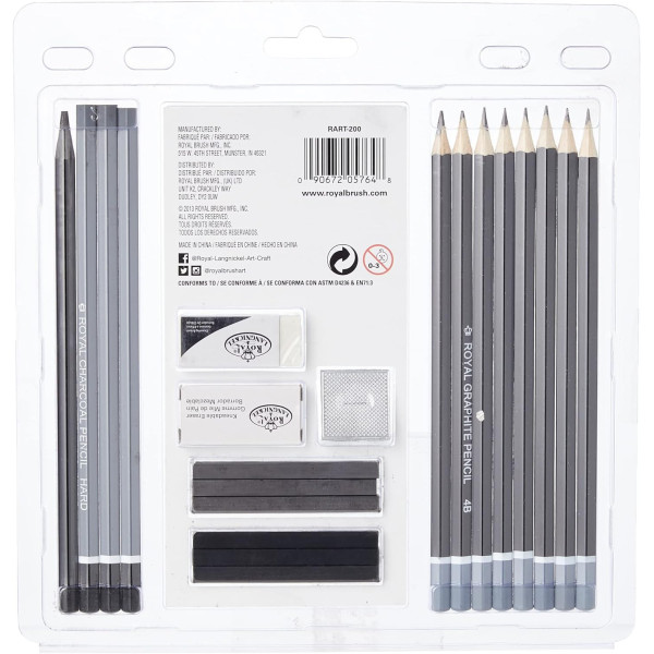 Crayons graphite, fusains et accessoires - 21 pièces - Royal & Langnickel