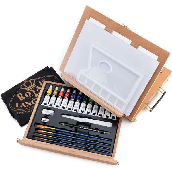 photo-Coffret - Chevalet d'artiste - Peinture acrylique et accessoires - Royal & Langnickel