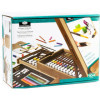 Coffret - Chevalet d'artiste - Acrylique, aquarelle, pastels, crayons et accessoires - 104 pièces