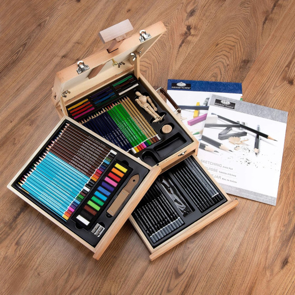 Coffret - Chevalet d'artiste - Crayons, pastels, fusains et accessoires - Royal & Langnickel