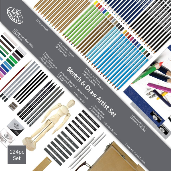 Coffret - Chevalet d'artiste - Crayons, pastels, fusains et accessoires - Royal & Langnickel