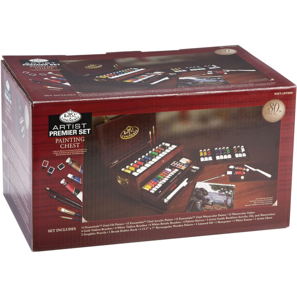 Coffret - Peinture aquarelle et à l'huile - Accessoires - 80 pièces - Royal & Langnickel