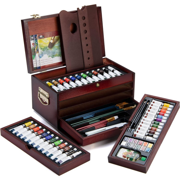 Coffret - Peinture aquarelle et à l'huile - Accessoires - 80 pièces - Royal & Langnickel