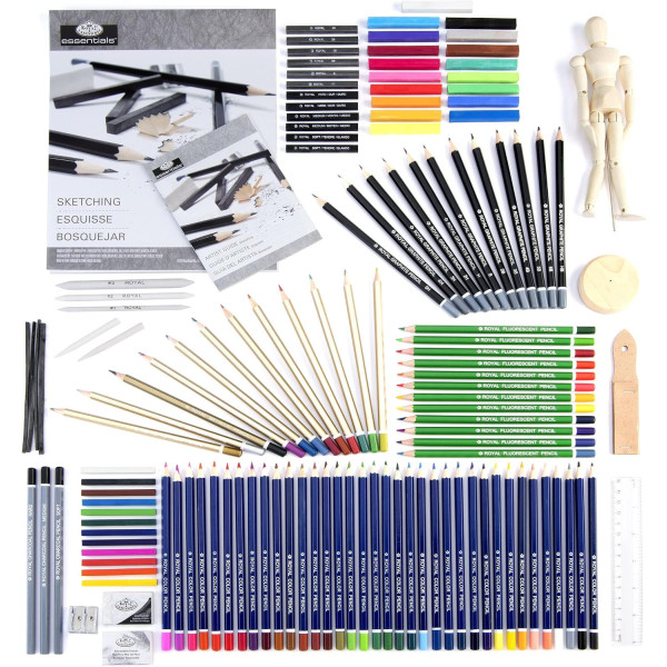 Coffret - Crayons, pastels et couleurs - Beaux-arts - 134 pièces - Royal & Langnickel