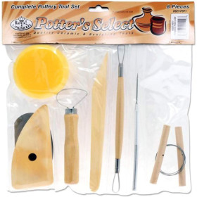 photo-Kit - Accessoires pour poterie et sculpture - 8 pièces - Manche en bois