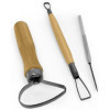 Kit - Accessoires pour poterie et sculpture - 8 pièces - Manche en bois