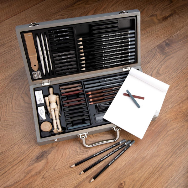 Coffret - Crayons couleurs et graphite - Esquisse et dessin - 58 pièces - Royal & Langnickel
