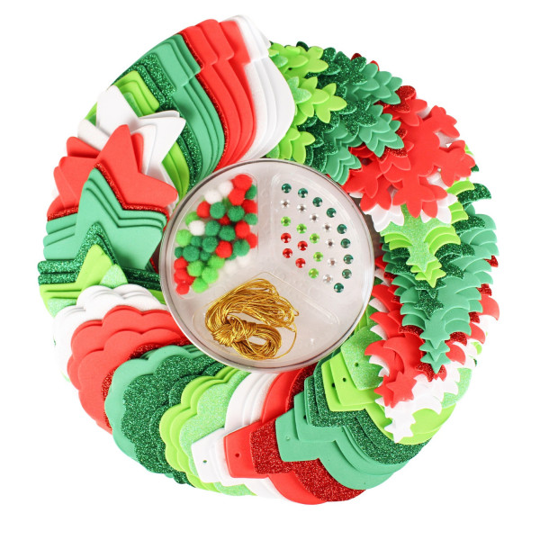 Kit festif de Noël - Couronne - Guirlande - Etiquettes cadeaux - 532 pièces - Ctop
