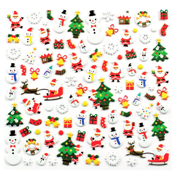 Stickers 3D - Thème Noël - Caoutchouc - 93 pièces - Ctop