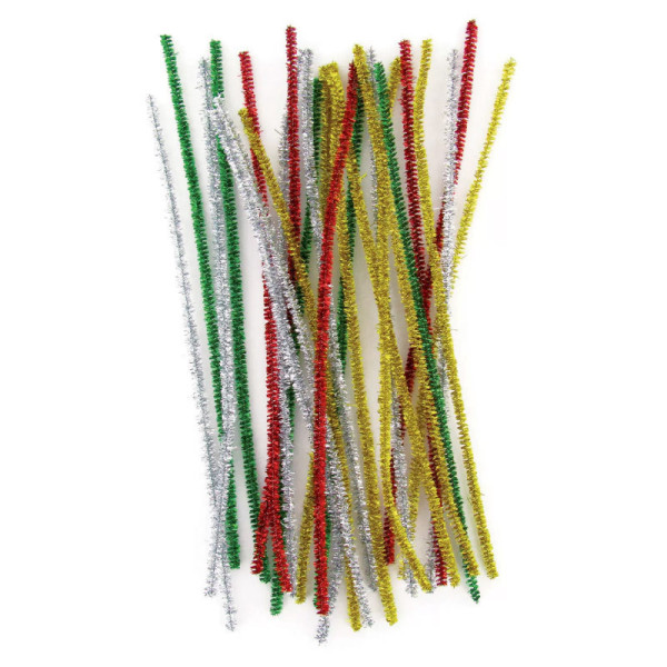 Chenilles - Couleurs métallisées - Loisirs créatifs noël - 24 pièces