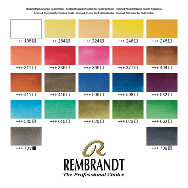 Peinture aquarelle - Extra-fine - Coffret bois - 24 godets + accessoires - Rembrandt