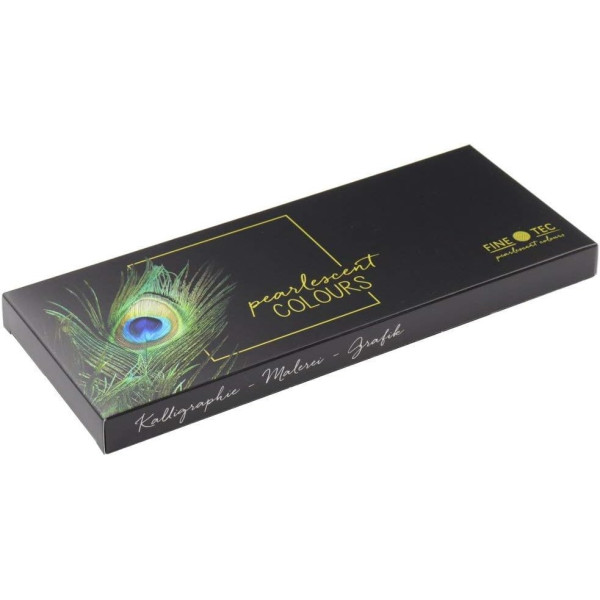 photo-Peinture aquarelle - Couleurs effet nacrée - Boite de 12 godets - Finetec Premium