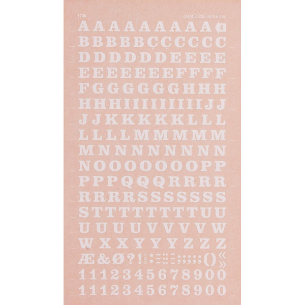 Lettres et chiffres - Blancs - Transfert - Autocollant - 6mm hauteur - Decadry