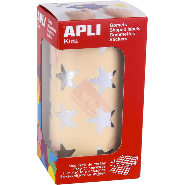 photo-Gommettes - Etoiles - Argent - Autocollante - Rouleau de 1416 gommettes - Apli Kids