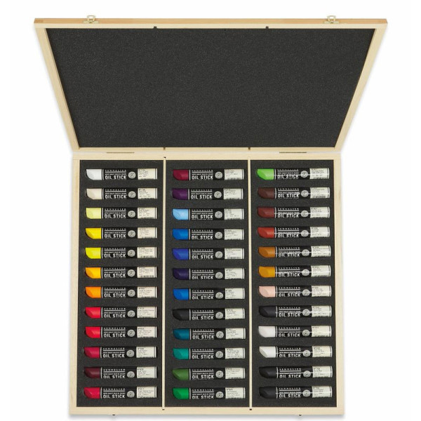 Huile stick - Extra-fine - Solide - Sennelier - Coffret bois - 36 couleurs + accessoires