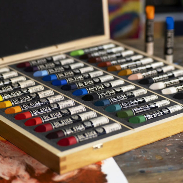 Huile stick - Extra-fine - Solide - Sennelier - Coffret bois - 36 couleurs + accessoires