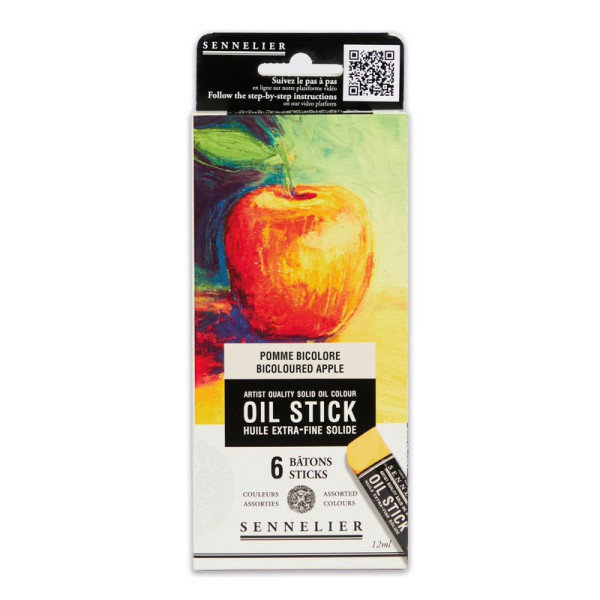 photo-Oil stick - Extra-fine - Solide - Sennelier - 6 couleurs - Pomme bicolore