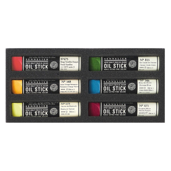 Oil stick - Extra-fine - Solide - Sennelier - 6 couleurs - Pomme bicolore