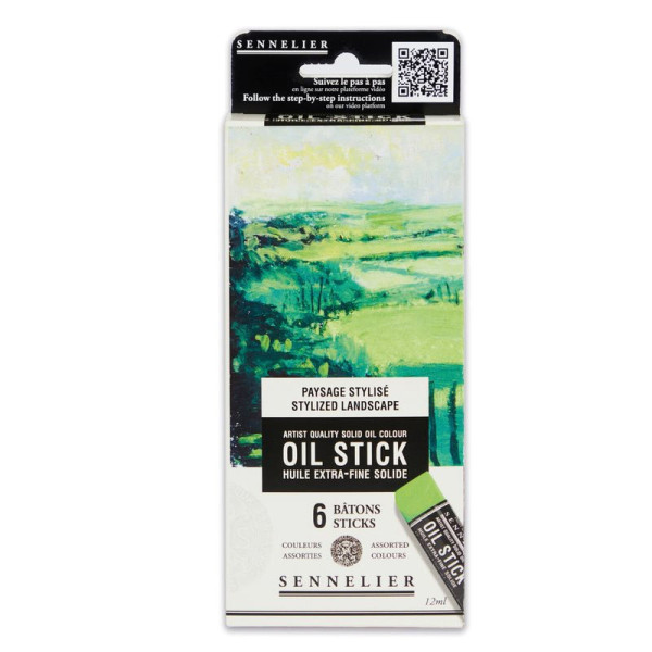 photo-Huile stick - Extra-fine - Solide - Sennelier - 6 couleurs - Paysage stylisé