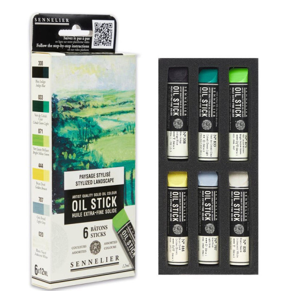 Huile stick - Extra-fine - Solide - Sennelier - 6 couleurs - Paysage stylisé