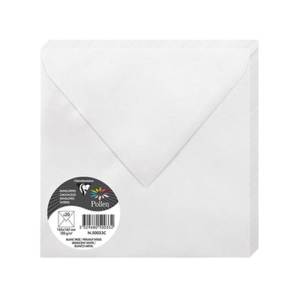 photo-Enveloppes - Carré - 165x165mm - Pollen - Blanc irisé - 20 unités - Clairefontaine