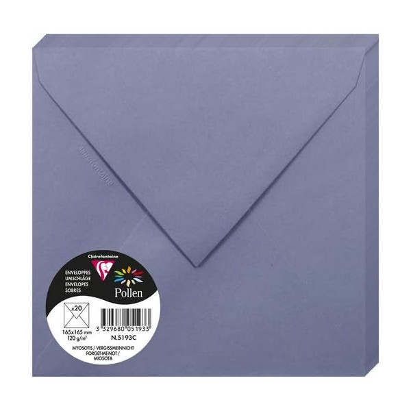 photo-Enveloppes - Carré - 165x165mm - Pollen - Myosotis - 20 unités - Clairefontaine