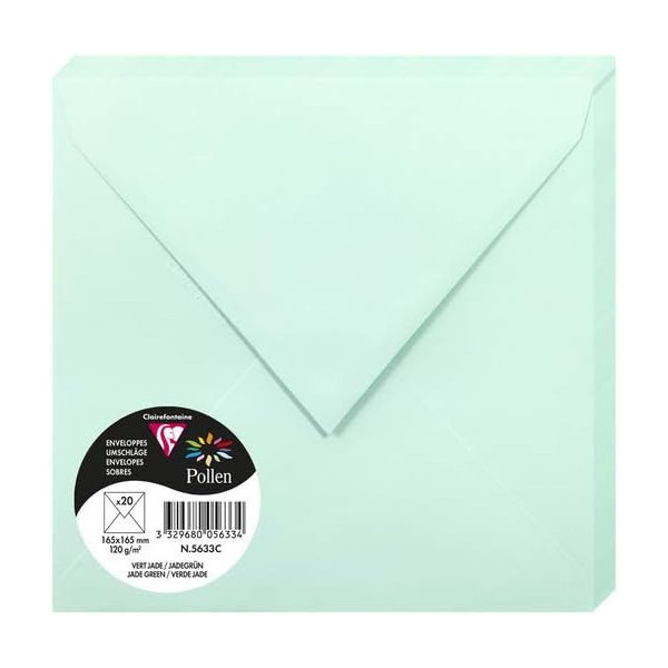 photo-Enveloppes - Carré - 165x165mm - Pollen - Vert jade - 20 unités - Clairefontaine