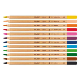 Crayons de couleur - Mine épaisse - 12 couleurs - Boîte métal - Milan