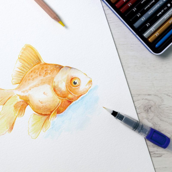 Crayons de couleur - Aquarelle + Pinceau avec réservoir d'eau - 5 couleurs - Milan