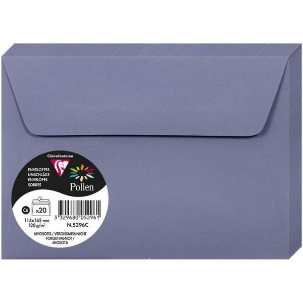 photo-Enveloppes - Format C6 - 114x162mm - Pollen - Myosotis - 20 unités - Clairefontaine