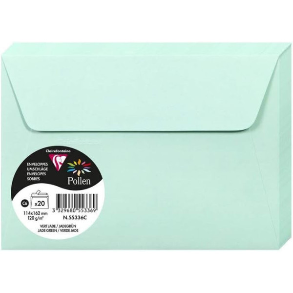 photo-Enveloppes - Format C6 - 114x162mm - Pollen - Vert jade - 20 unités - Clairefontaine