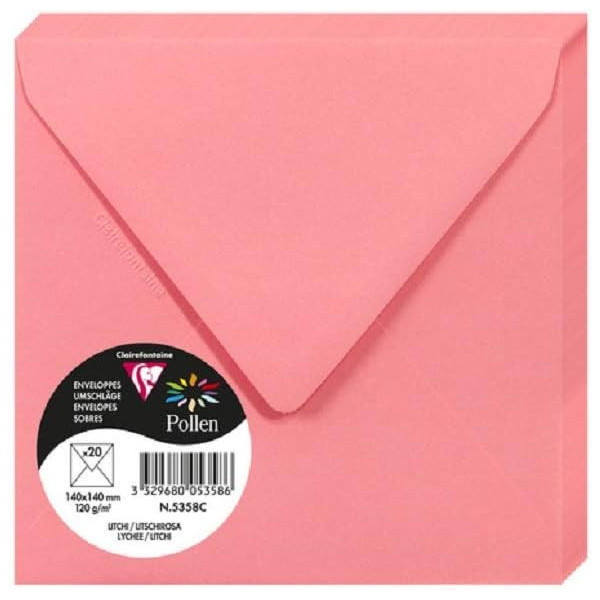 photo-Enveloppes - Carré - 140x140mm - Pollen - Litchi - 20 unités - Clairefontaine