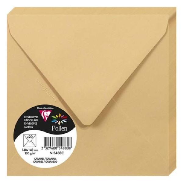 photo-Enveloppes - Carré - 140x140mm - Pollen - Caramel - 20 unités - Clairefontaine