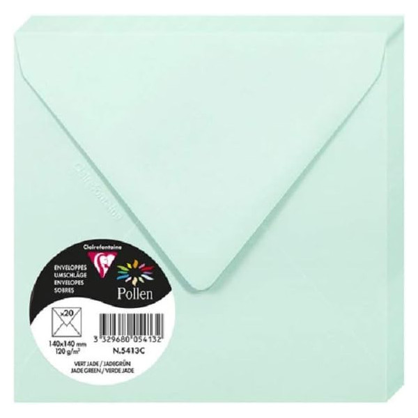 photo-Enveloppes - Carré - 140x140mm - Pollen - Vert jade - 20 unités - Clairefontaine