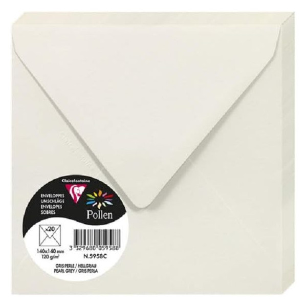 photo-Enveloppes - Carré - 140x140mm - Pollen - Gris perle - 20 unités - Clairefontaine