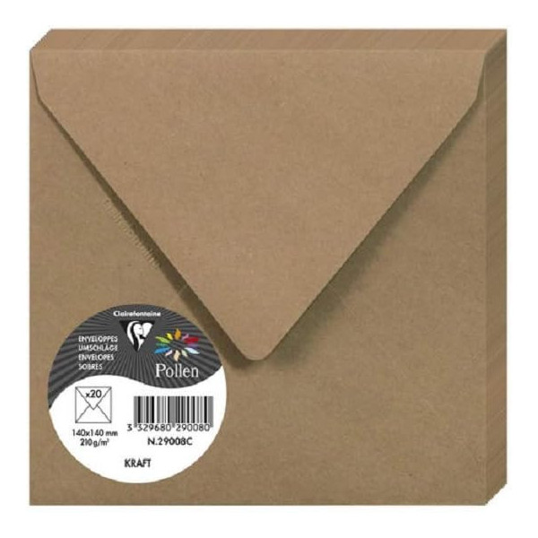 photo-Enveloppes - Carré - 140x140mm - Marron kraft - 20 unités - Clairefontaine