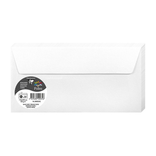 photo-Enveloppes - Format DL - 110x220mm - Blanc irisé - 20 unités - Clairefontaine