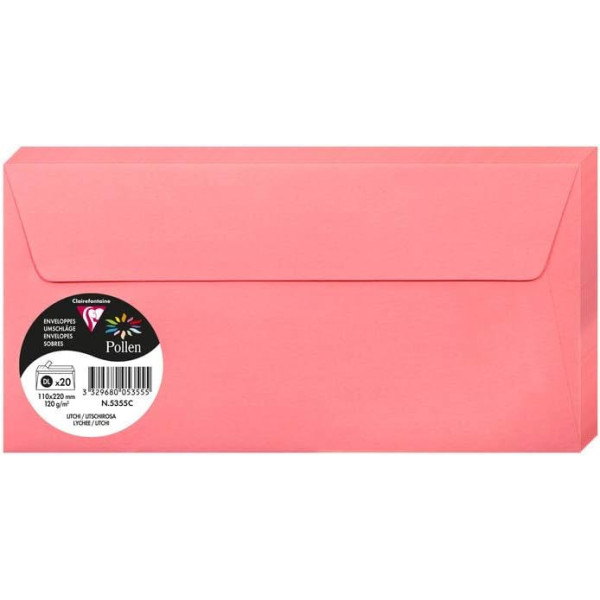 photo-Enveloppes - Format DL - 110x220mm - Litchi - 20 unités - Clairefontaine