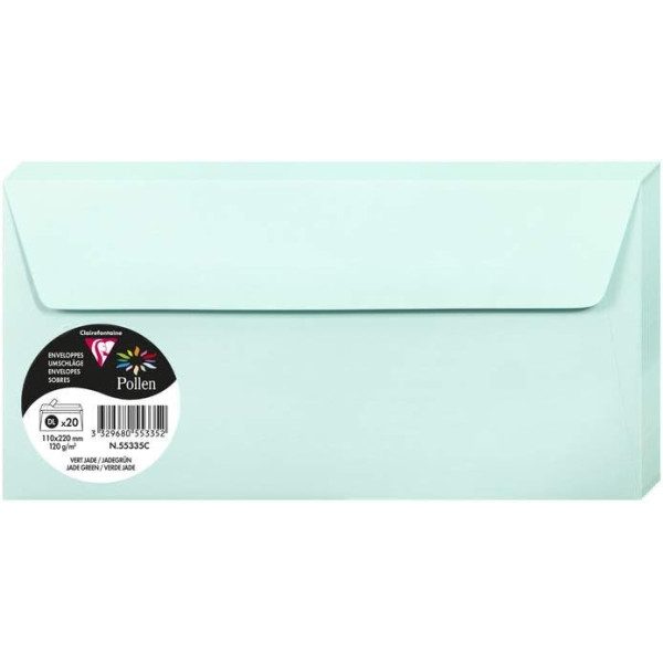 photo-Enveloppes - Format DL - 110x220mm - Vert jade - 20 unités - Clairefontaine