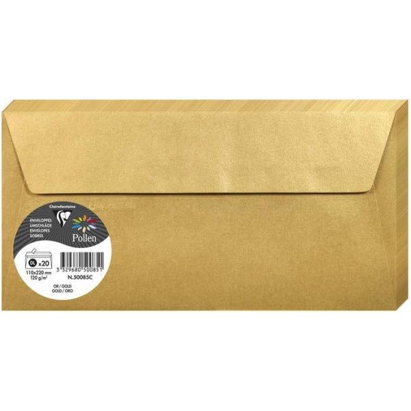 photo-Enveloppes - Format DL - 110x220mm - Or - 20 unités - Clairefontaine