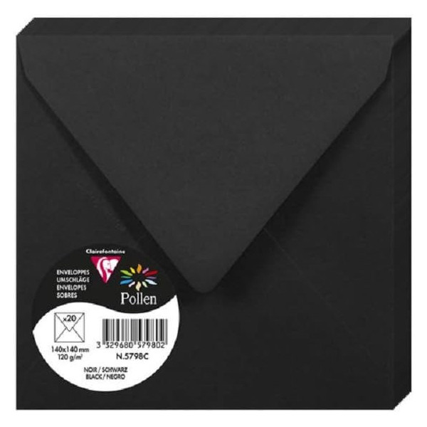 photo-Enveloppes - Carré - 140x140mm - Noir - 20 unités - Clairefontaine