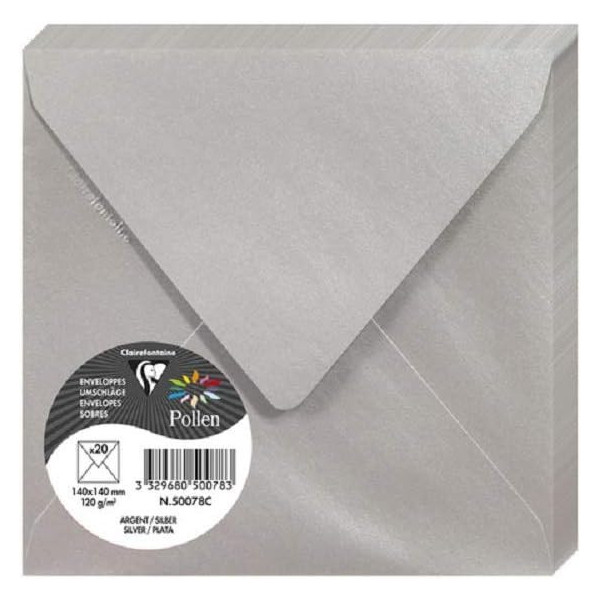 photo-Enveloppes - Carré - 140x140mm - Argent - 20 unités - Clairefontaine