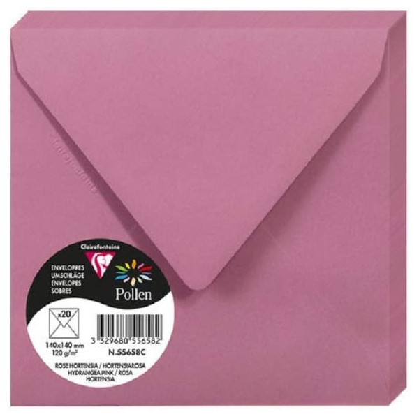 photo-Enveloppes - Carré - 140x140mm - Rose hortensia - 20 unités - Clairefontaine
