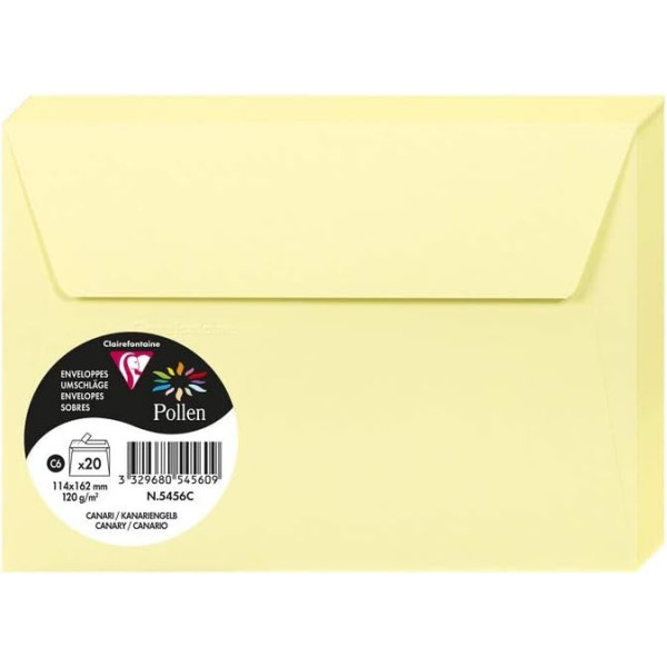 photo-Enveloppes - Format C6 - 114x162mm - Pollen - Canari - 20 unités - Clairefontaine