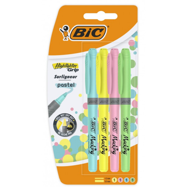 lot de 4 surligneurs pastels - Bic