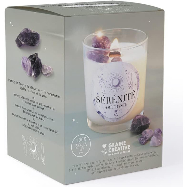 Kit - Fabrique une bougie - Parfum santal - Lithothérapie - Améthyste - Graine créative