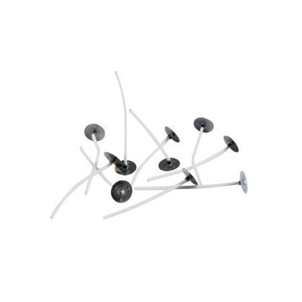 Mèches pour bougie - Enduite - 7 cm de longueur - Avec support métal - 10 pièces
